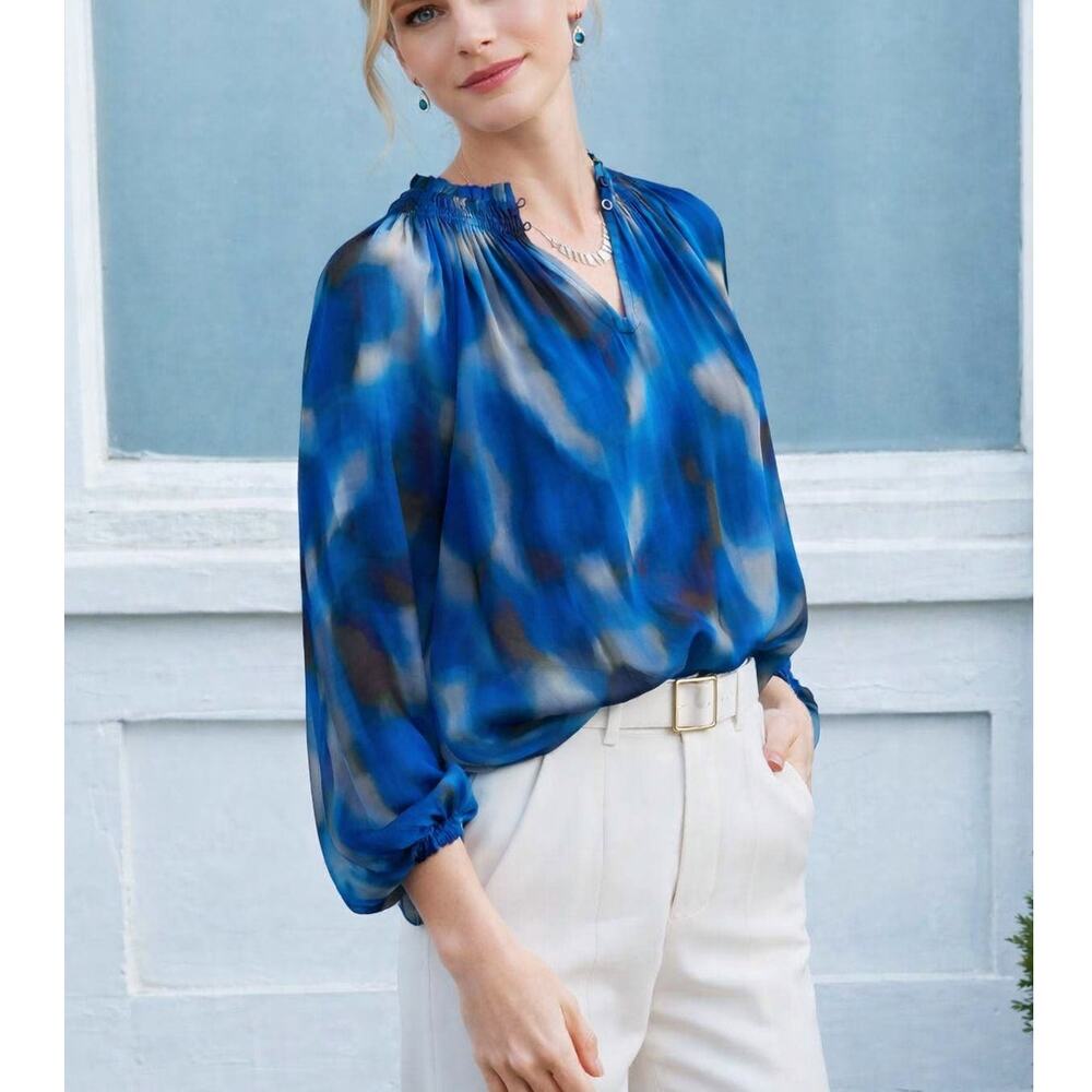 Apiece Apart Esparta Long Sleeve Top Azul Dip Blue Size Small